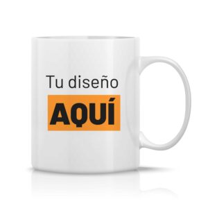 Taza con imagen que dice "tu diseño aquí"