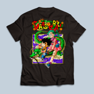 Diseño de camiseta de Dragon Ball Goku Niño y Bulma